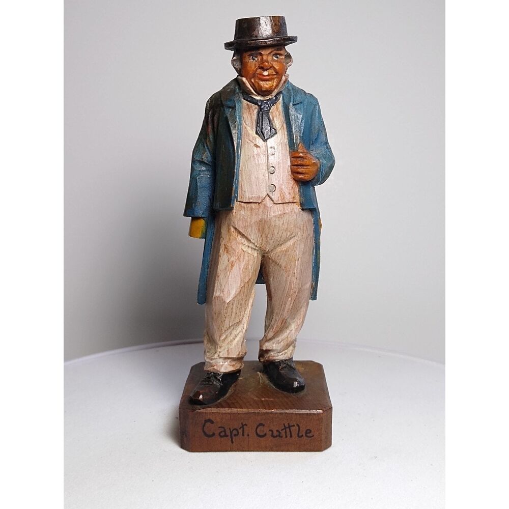 Capt Cuttle 5" Vintage Charles Dickens ANRI Figure Hand Carved Vintage Italy